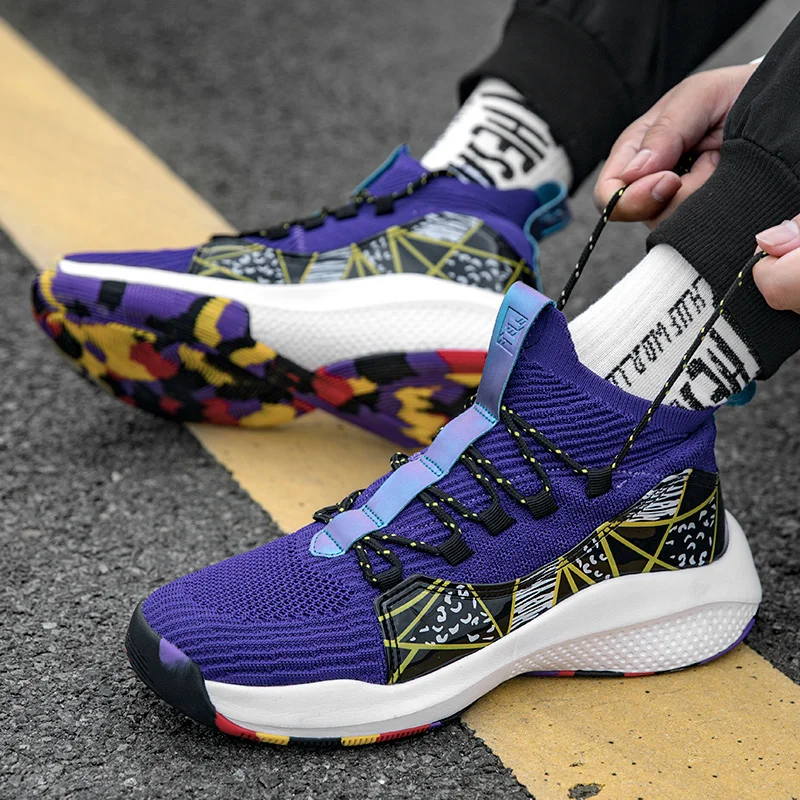 Fashion Breathable Kintting Sock Sports Shoes Men Women Chunky High Sneakers Basketball Outdoor Basketball Running Shoes for Men