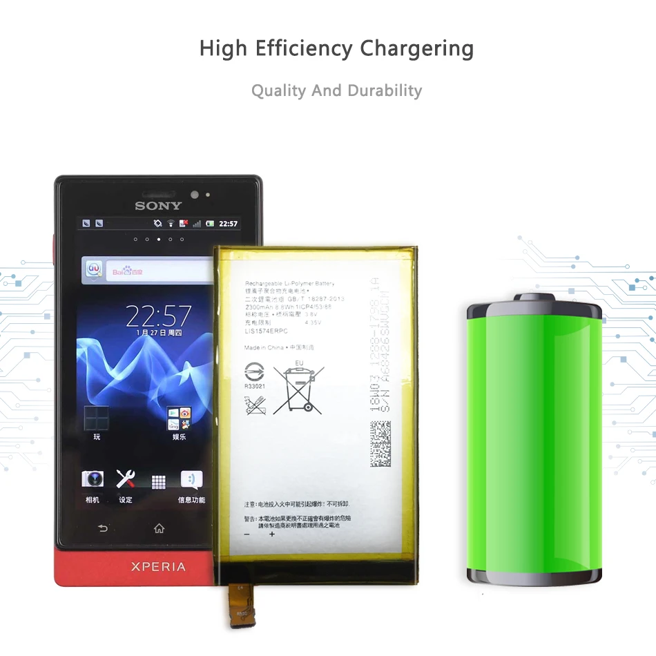 

Mobile Phone Battery For Sony Xperia E4 E2003 E2033 E2105 Replacement Battery 2300mAh LIS1574ERPC