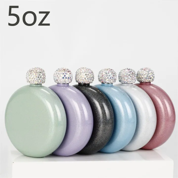 

5oz Round Metallic Pink Hip Flask Ideal Birthday Christmas Wedding Present Christenings Birthday Party 5oz Round Hip Flask