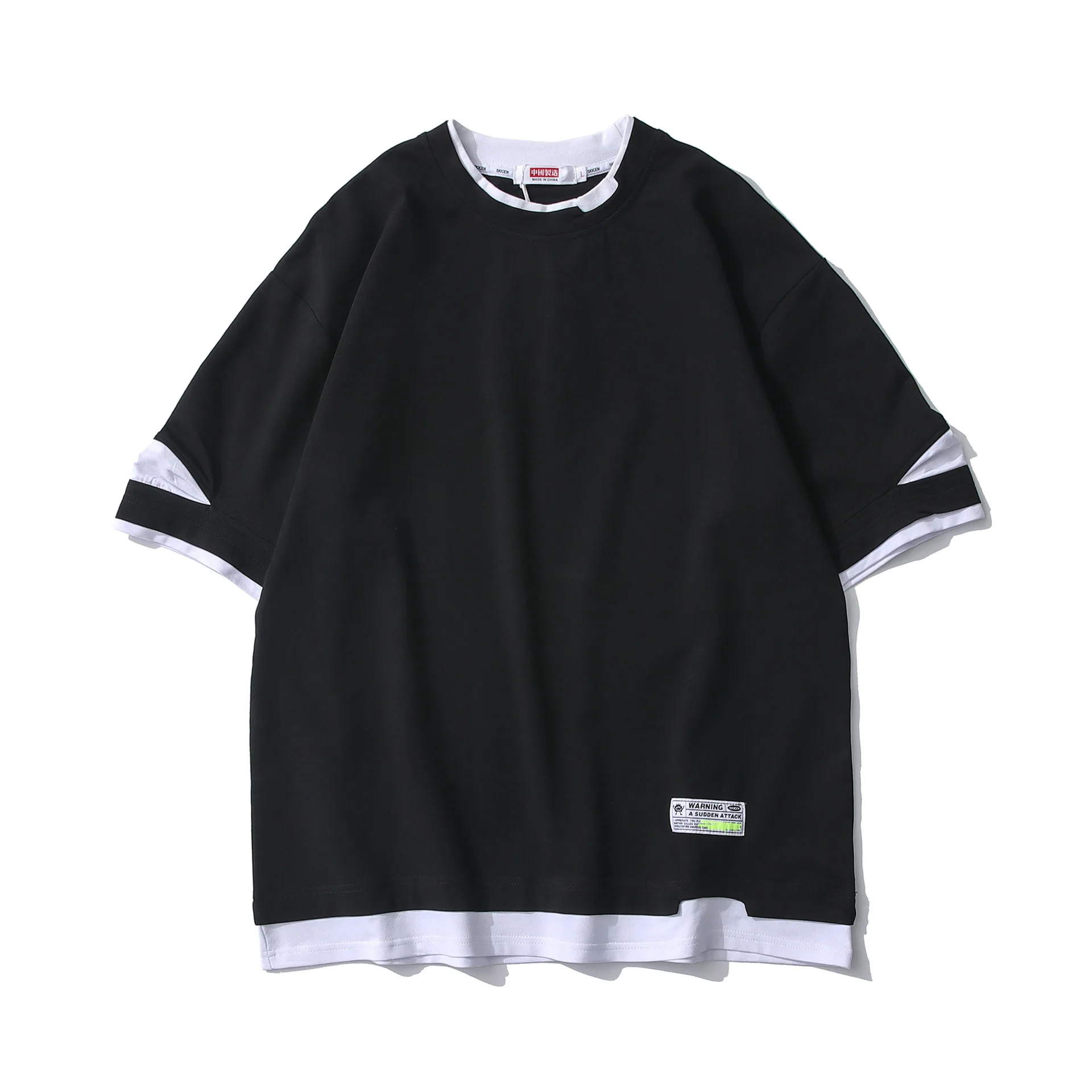 

Men Short-Sleeved T-Shirt Summer New National Tide Solid Color Compassionate Loose Personality Youth Streetwear White Tops Tees