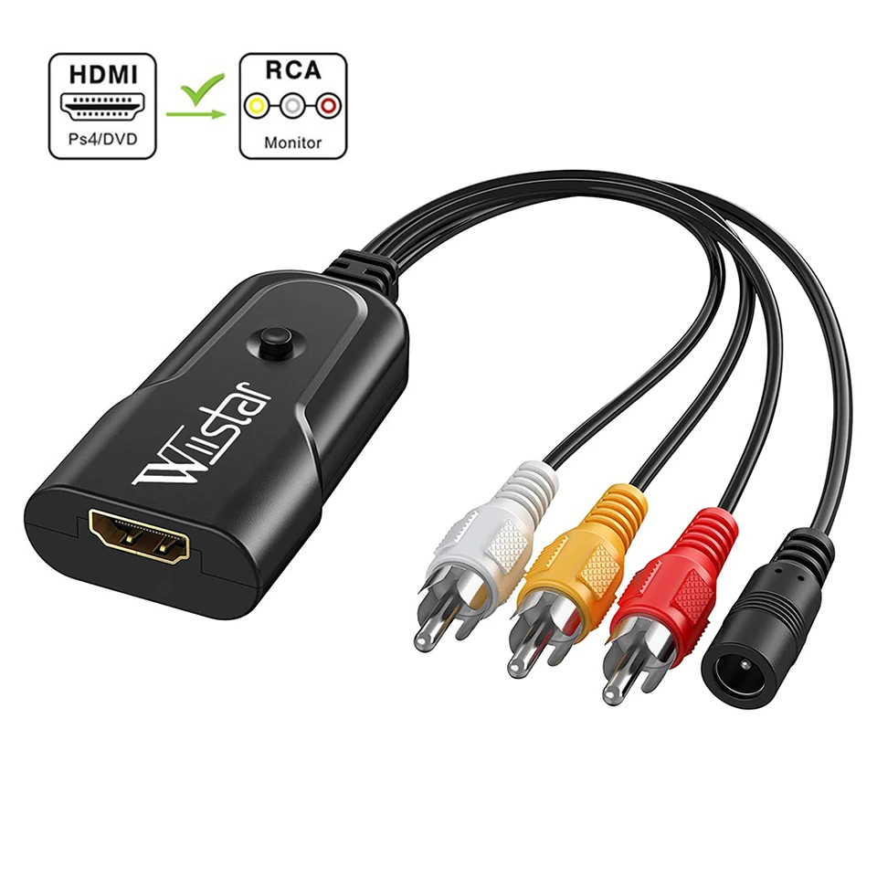 Wiistar HDMI в AV адаптер HD видео конвертер штекер RCA AV/CVSB L/R 1080P HDMI2AV Поддержка NTSC PAL новое