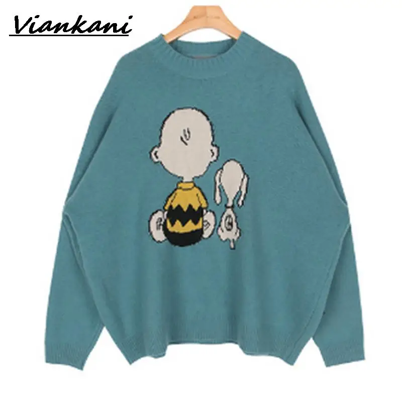 

Woman Sweater Cute Cartoon Pattern Loose Long Sleeve Pullover Sweater Women'S Tops 2021 Autumn New Winter Knitting Women Clothes