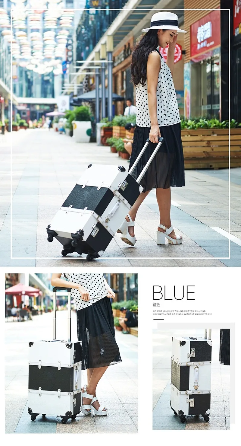 На колесах для Чемодан Sipnner колеса Для женщин чемодан на колесиках мужчин модные
