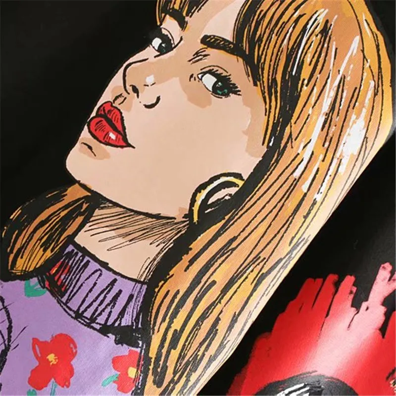 Уличная Повседневная Толстовка с капюшоном Дамская Мода принтом граффити