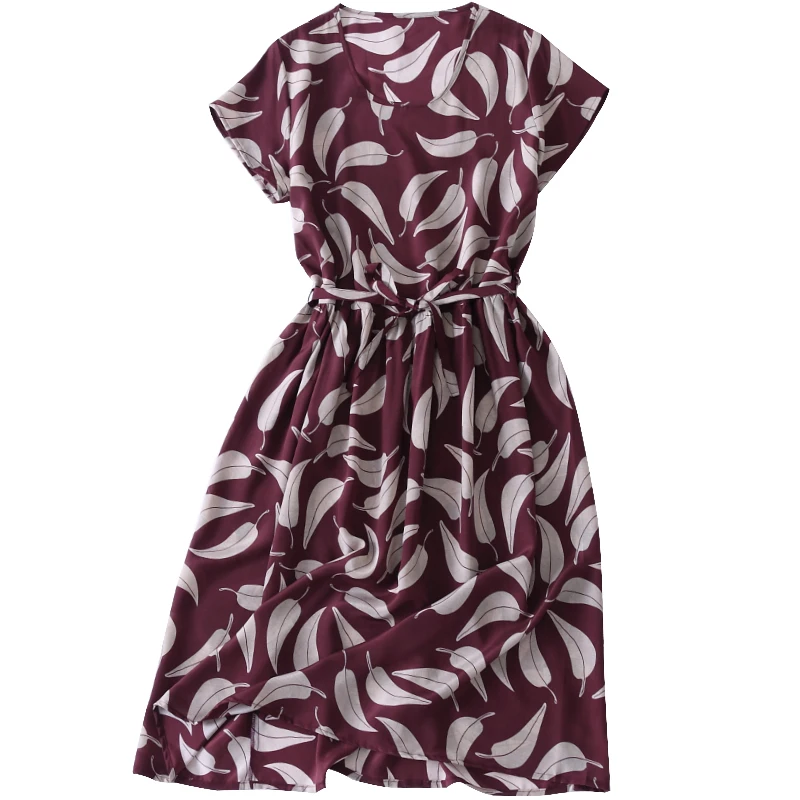 Женское Летнее шелковое платье с круглым вырезом размера плюс винтажные платья