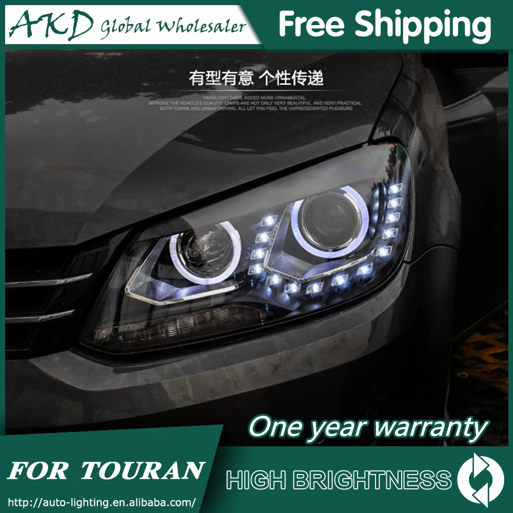AKD автостайлинг для VW Touran фары 2010 2015 новые светодиодный ные DRL Биксеноновые линзы