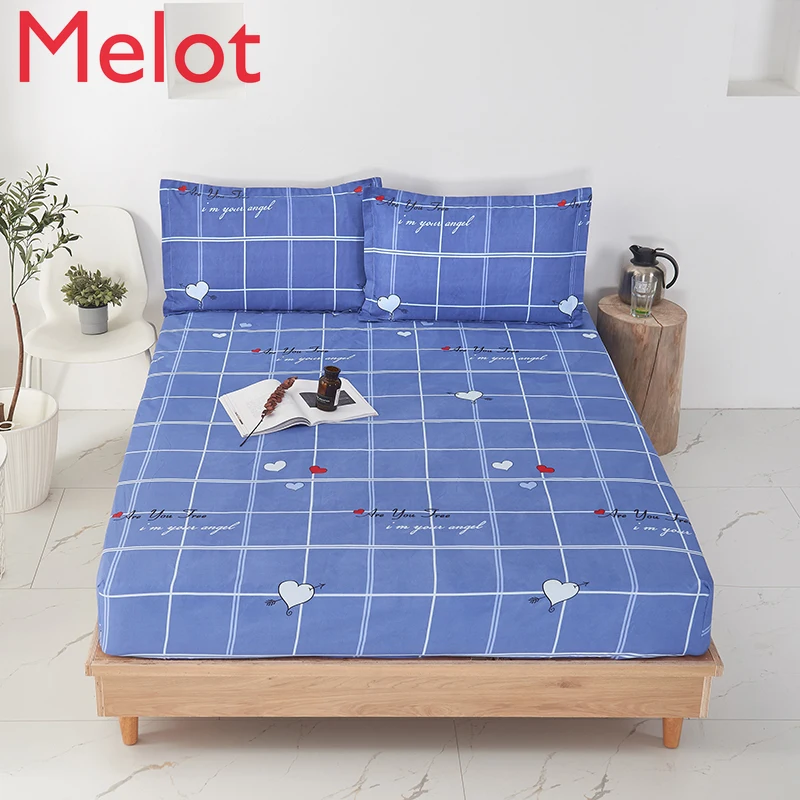 

Fashion Brown Letters Printed Bed Sheet with Pillowcase Mattress Cover Double Queen King Size Bed Spreads