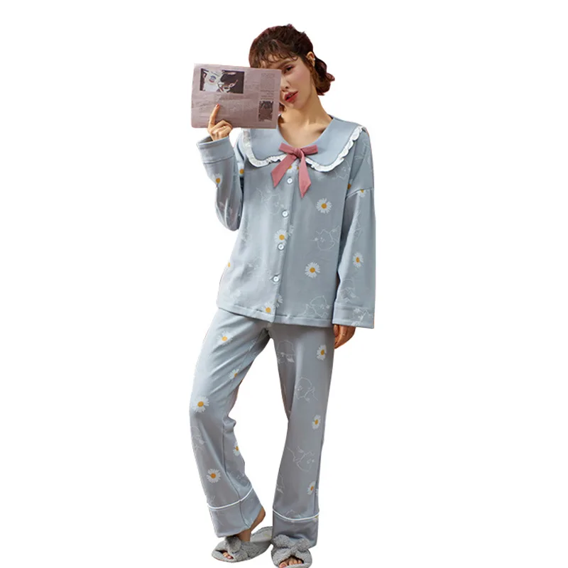 

Fast Shipping Women Pajamas Set Autumn Winter Pyjamas Floral Sleepwear Home Clothes For Women Sexy Lingerie