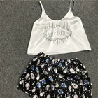 Пижамный комплект женский Шелковый, пижама атласная с V-образным вырезом и принтом лисы, модная домашняя одежда для сна, Прямая поставка, 2 шт.