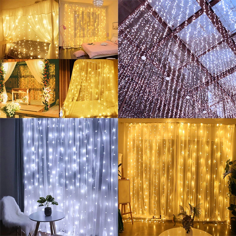 

AIFENG Led Curtain String Light Led Christmas Garland Party Patio Window Decor Fairy Lights Xmas Wedding Lights EU 220V