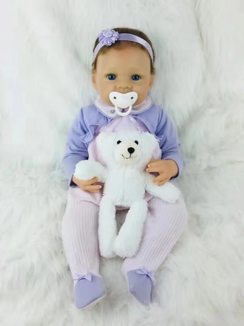bear(white) Avani кукла «Лиза» Новорожденные куклы реалистичные куклы Reborn 18 дюймов реалистичные детские куклы для детей - Цвет: bear(white)