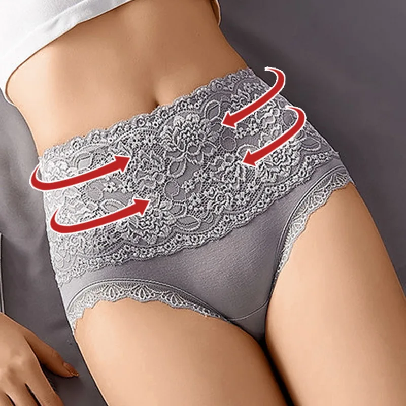 

High Waist Lace Panties Women Seamless Slimming Tummy Control Briefs Sexy Plus Size Shapers Lingerie Health Knickers