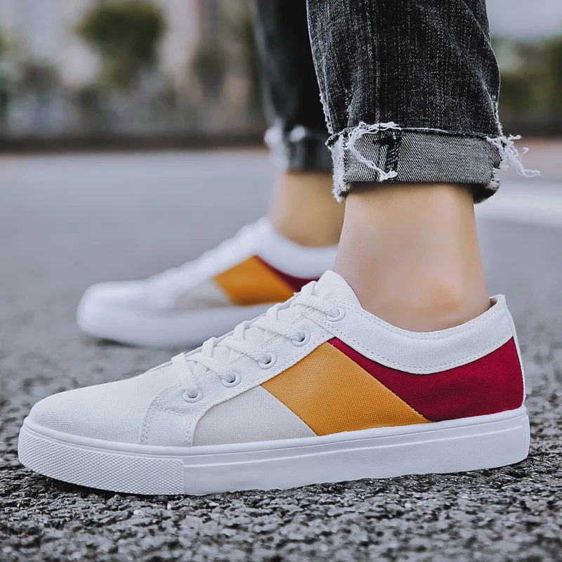 

New 2020 fashion Men Sneakers Shallow Casual Canvas Shoes Male Flats Mixed Color Walking Sneakers Plus Size 39-47 Men's Shoes