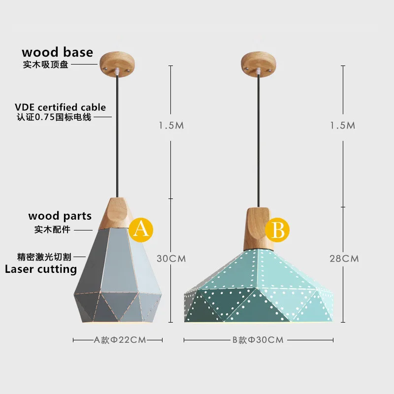 

Nordic Loft Industrail Laser Cutting Pendant Lamp Bedroom Restaurant Droplight Modern Scandinavian Wood Hanging Light for Living