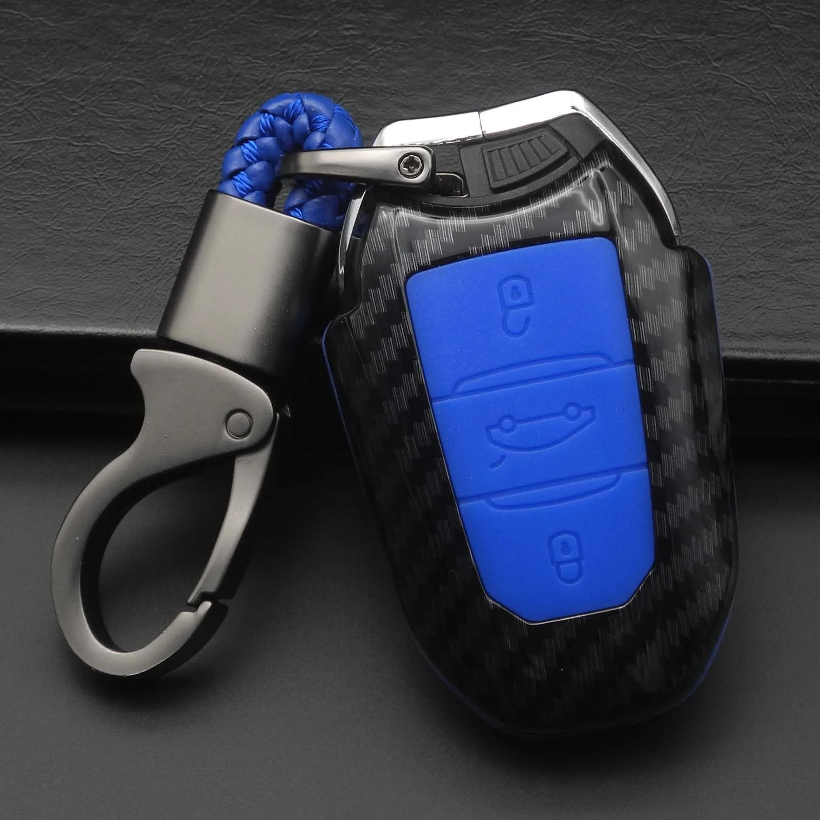 A-blue 3 кнопки силиконовый карбоновый автомобильный чехол для ключей чехол для Citroen C4 кактус C5 C3 C6 C8 Picasso Xsara для peugeot 3008 308 RCZ 508 - Название цвета: A-blue