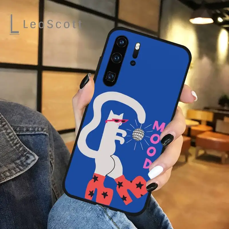 

Cartoon cat animal cute naughty Phone Case For Huawei honor Mate P 9 10 20 30 40 Pro 10i 7 8 a x Lite nova 5t