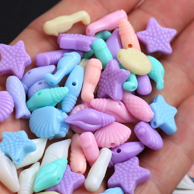 55pcs Light Color Marine Animal Acrylic Beads DIY Beach Bracelet Jewelry Baby Toy Accessories | Украшения и аксессуары