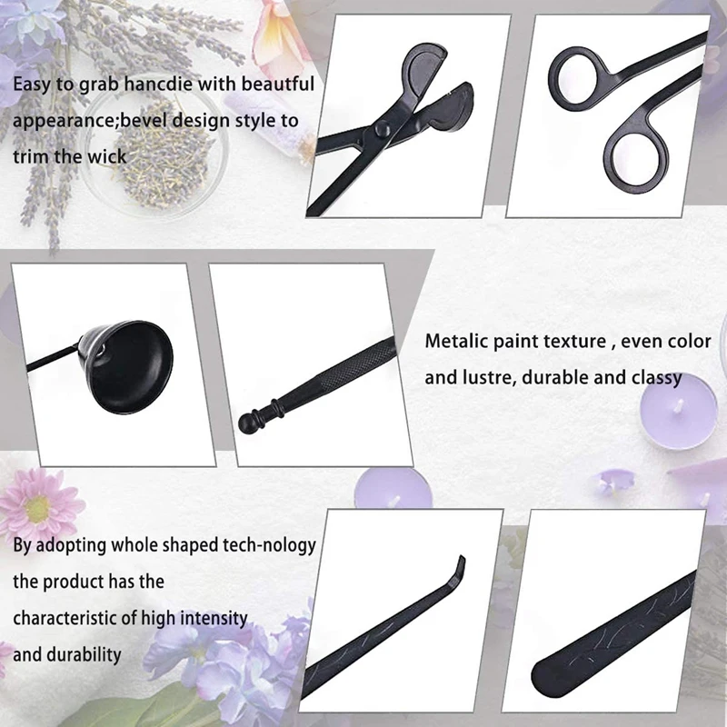 

3 in 1 Candle Accessories Set, Candle Wick Trimmer, Candle Snuffer, Candle Wick Dipper, Candle Wick Cutter Tools