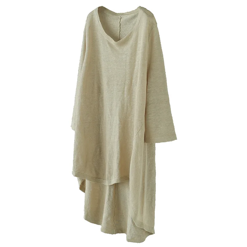 Женская футболка с круглым вырезом свободные вязаные длинные пуловеры