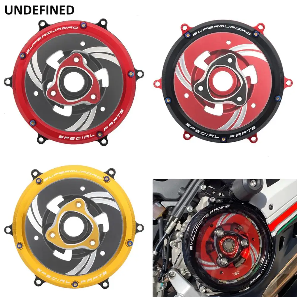 

Clear Engine Clutch Cover CNC Protector Guard Spring Retainer Pressure Plate For Ducati Panigale V2 1299 1199 959 Corse ABS R
