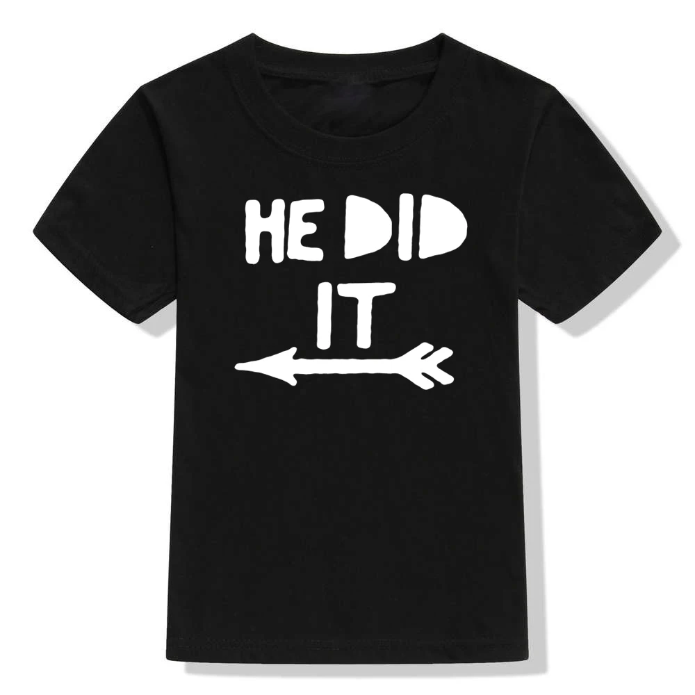 Забавная детская футболка с надписью He Did It подходящая для малышей мальчиков