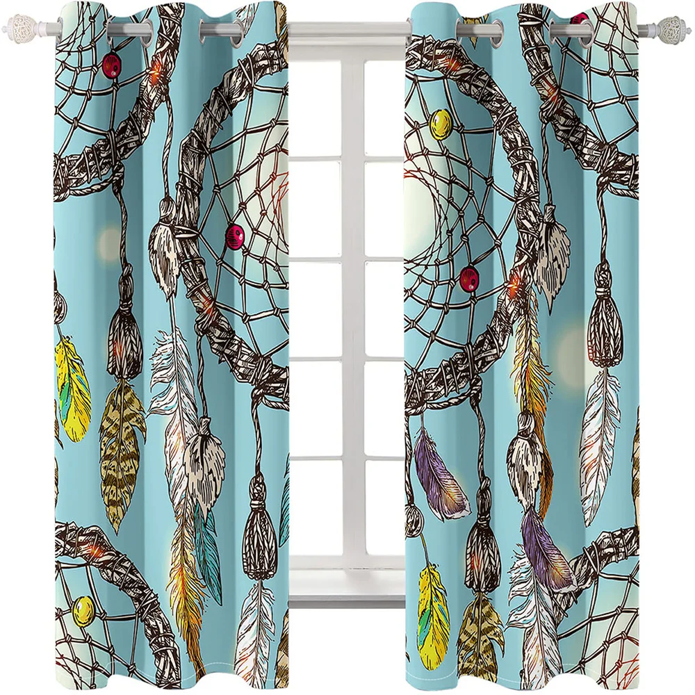 

3D Digital Printing Dreamcatcher Woven Curtains for Bedroom Left and Right Biparting Open Home Modern Blackout Curtains