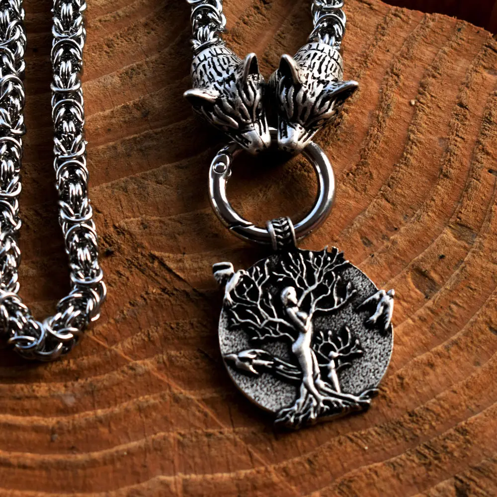 SanLan 1 шт. цепь из нержавеющей стали Norse wicca pagan Wings to fly Roots to Grow tree of life ожерелье