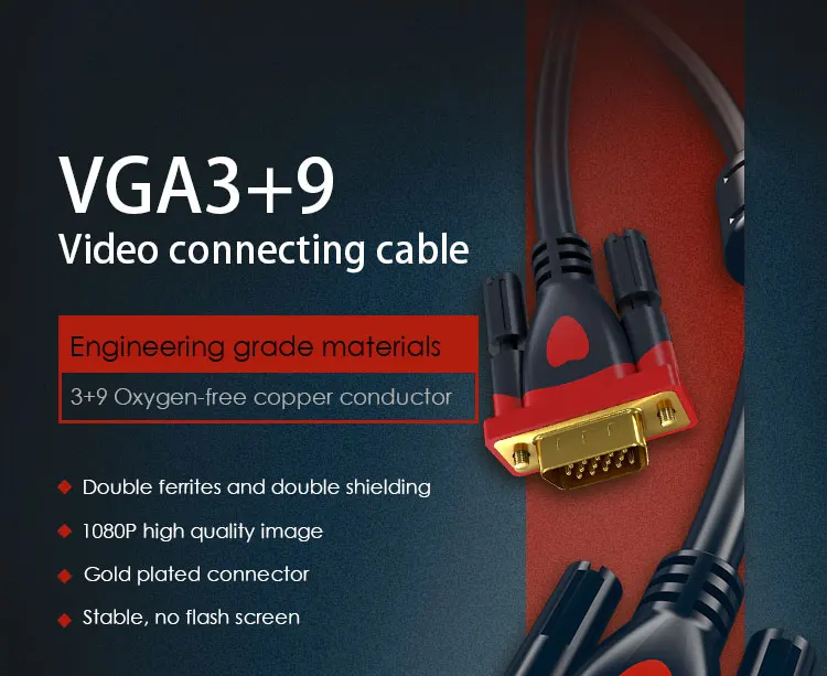GCX инженерного класса VGA кабель 3+ 9 1080P папа-папа видео компьютерный кабель Шнур для ПК ТВ Проектор Монитор Кабель SVGA 50 м