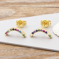 11 styles luxury copper cz stud rainbow earrings for women romantic elegant female daily jewelry gift wholesale dropshipping