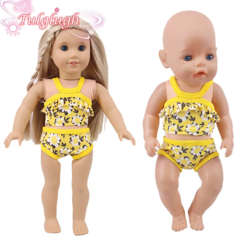 

Handmade Doll Clothes Yellow Swimsuit Suit Wear Fit 18 Inch American&43Cm Baby New Born Doll Girl`s Toy