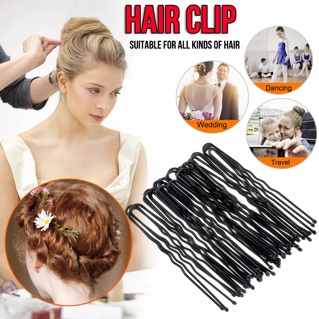 Заколки невидимки для женщин и девушек одноцветные шпильки волос чёрные золотые