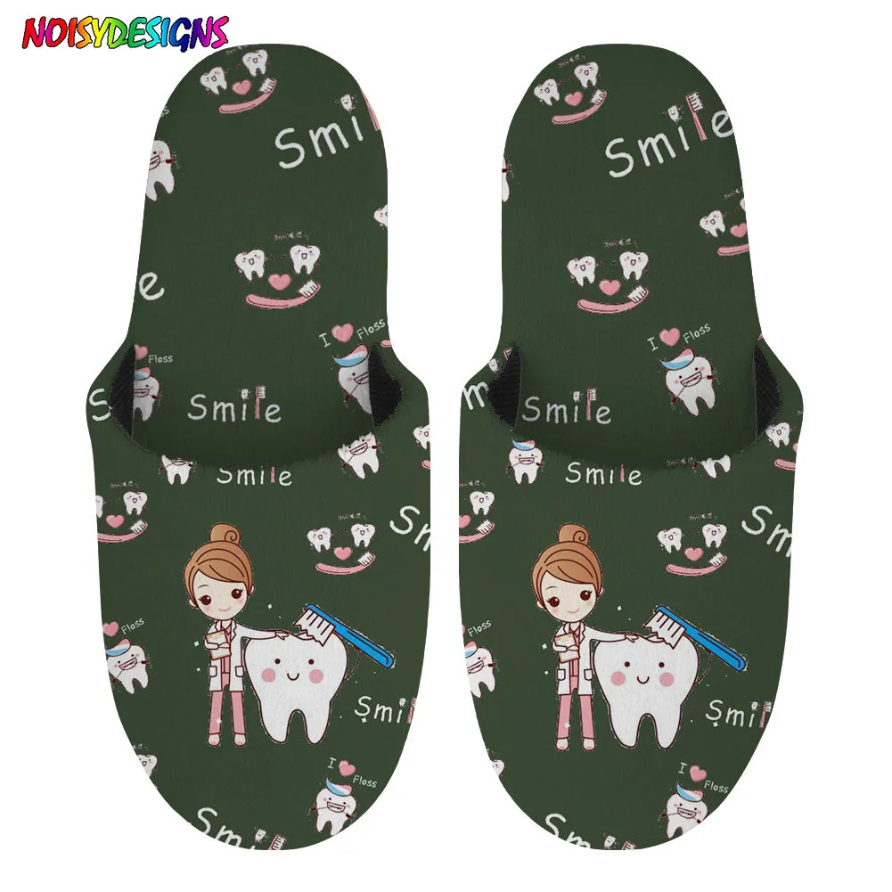 

Мягкие плюшевые тапочки для девочек с мультяшным принтом, с зубами