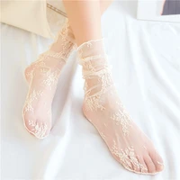 sexy lace long socks women transparent thin mesh socks female funny socks dress streetwear calcetines meias