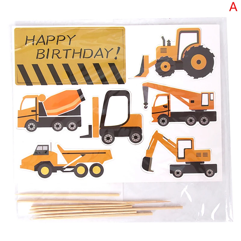 Экскаватор торта Toppers для мальчика с днем рождения вечеринка кекс Topper Fireman