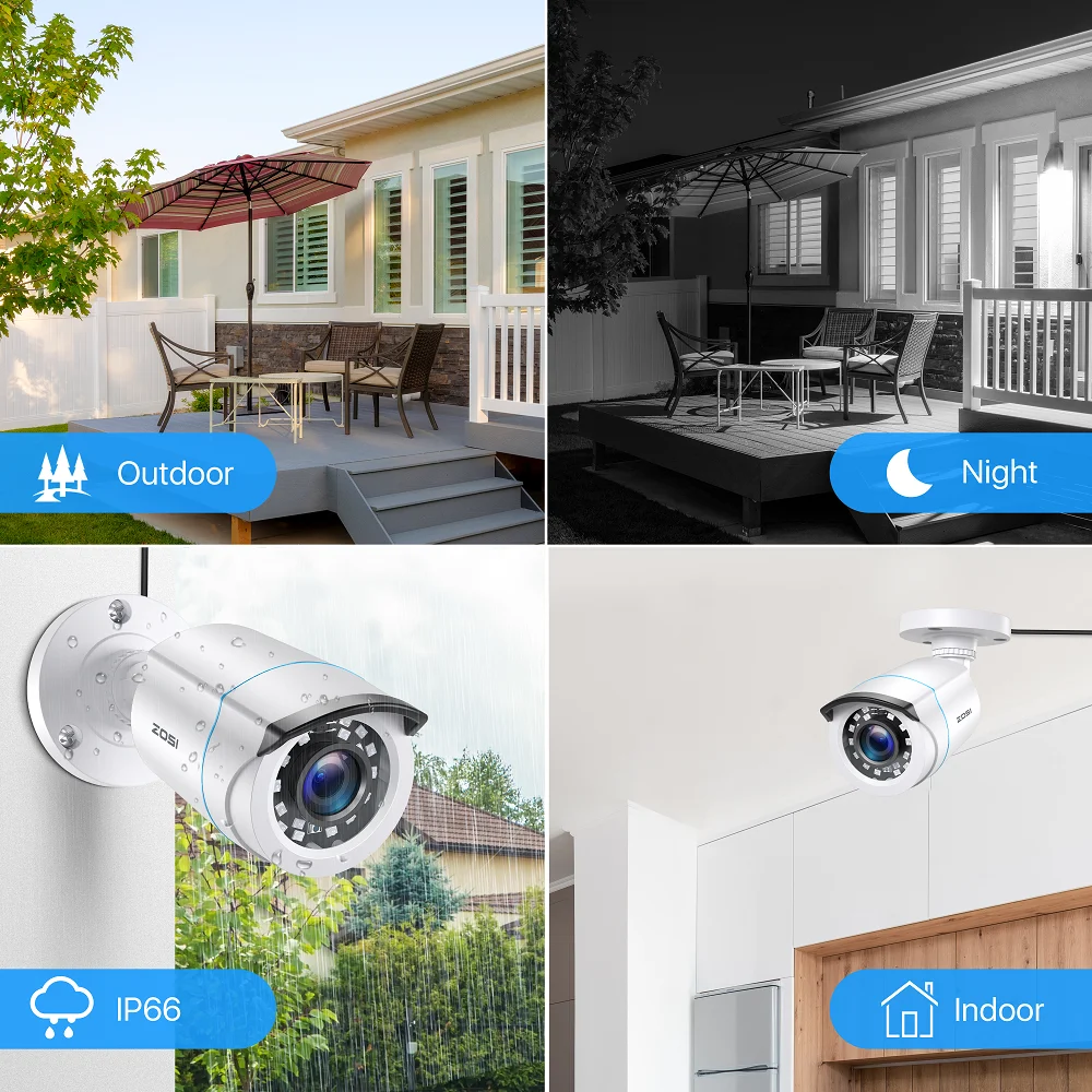 Дешево Система видеонаблюдения ZOSI, 8 каналов, H.265 + 5 МП, 1080p, 2 МП