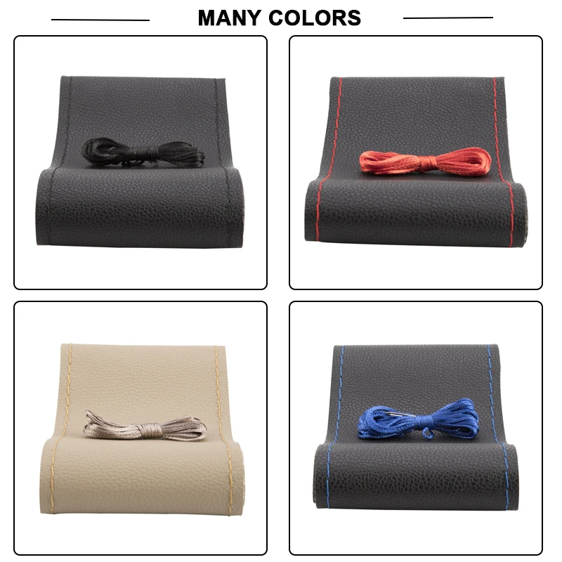 Автомобильный руль крышка из натуральной кожи с мягкой нескользящей черной DIY