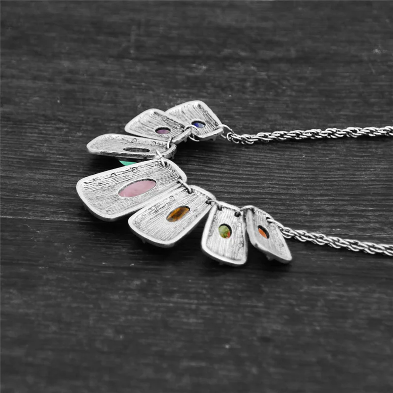 Ожерелье продолговатое из натурального камня 7 чакр для женщин античное