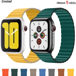 leather loop strap for apple watch serie 6 5 4 3 se magnetic belt wristband bracelet iwatch 42mm 38mm apple watch band 40mm 44mm free global shipping