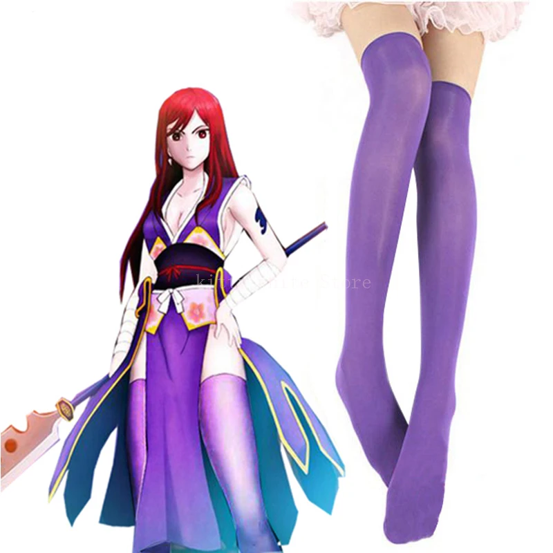 Fairy Tail Titania Erza Scarlet Forever Empress Armor purple Stockings Cosplay Accessories