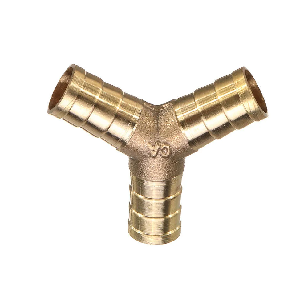 

JUSTINLAU 1 Set Adapter, Brass Barbed Y-shape 3 Ways Pipes Fitting, 6/8/10/12mm Pneumatic Component Hose Quick Coupler