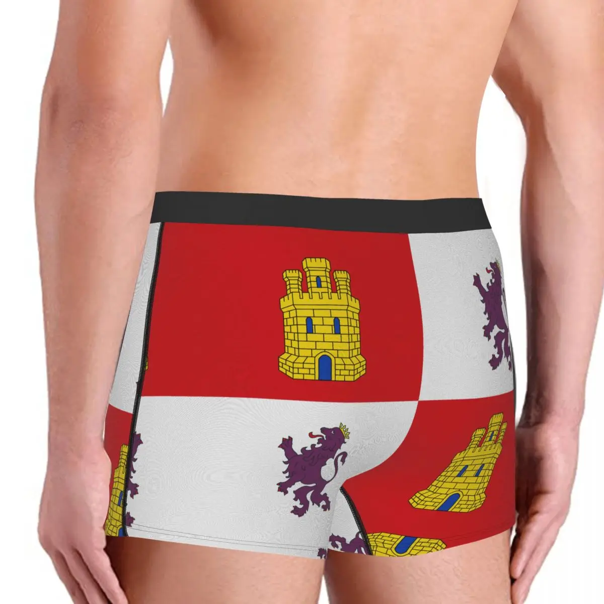 Flag Of Castile And León Men's Boxer Briefs Flags of the autonomous communities of Spain Humor Graphic Men's boxer leggings