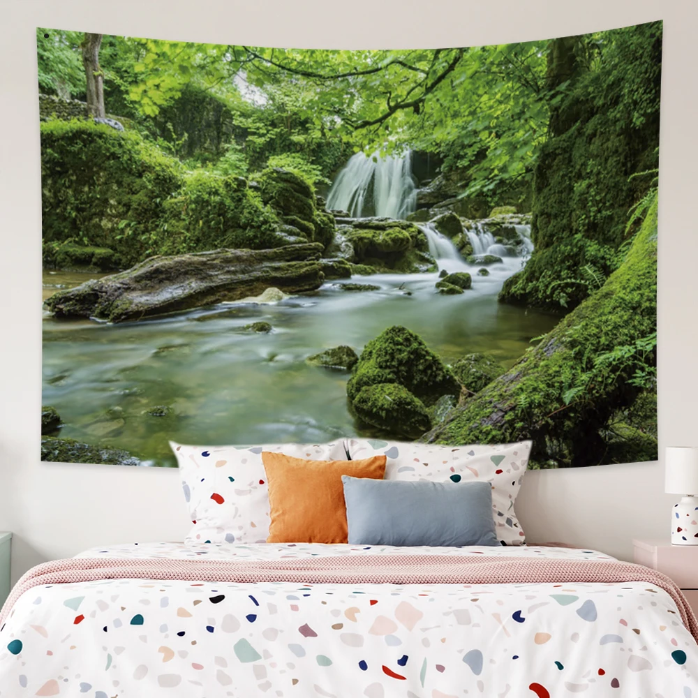 

Waterfall Tapestry Mountains and Forests Landscape Tapestry Decor Wall Hangings Home Decor for Living Room Bedroom Dorm Decor