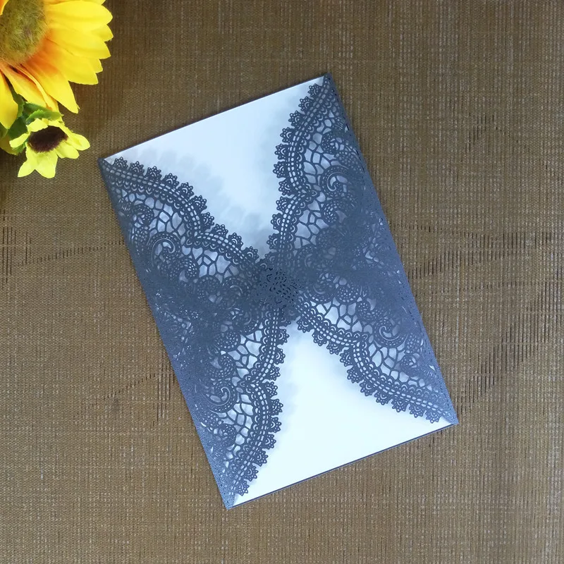

29pcs White Laser Cut Luxury Flora Folding Type Wedding Invitations Card Elegant Lace Favor Print Wedding Decoration 5Z