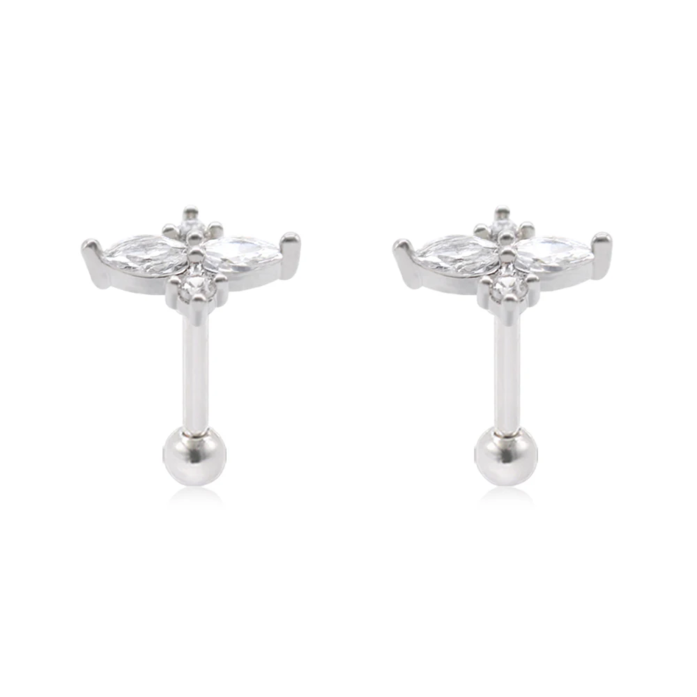 

1Pair 16G Stainless Steel Geometric Labret Stud Helix Earrings Piercing Fashion Christmas Party Gift Cute Jewelry
