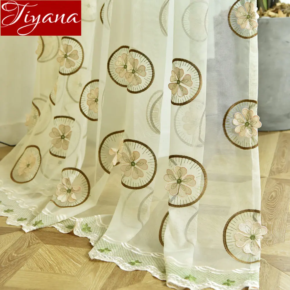 Цветочная кружевная вышитая вуаль для гостиной тюль сетка занавеска драпировка