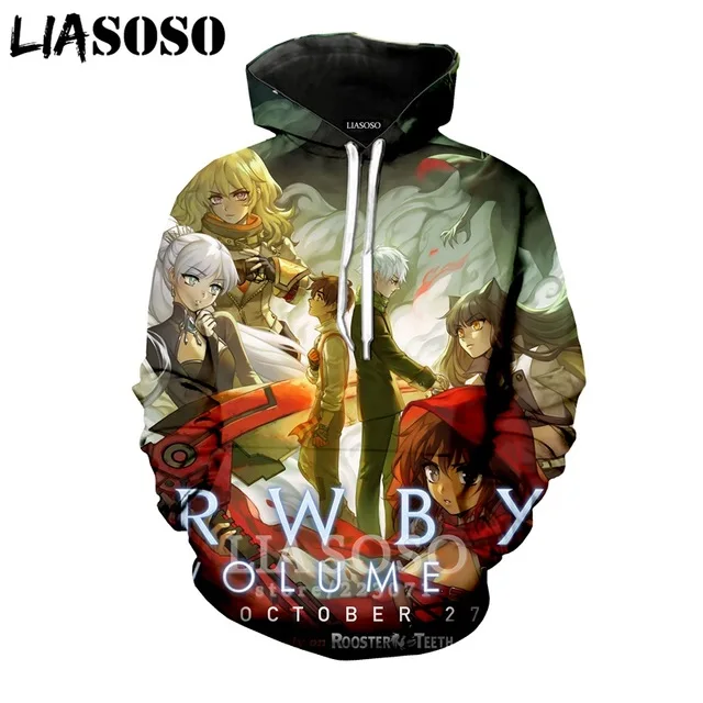 LX 3d принт зимняя новая одежда для мужчин и женщин толстовка Аниме RWBY Толстовка с длинным рукавом Топ Повседневный пуловер в стиле Харадзюку хип-хоп