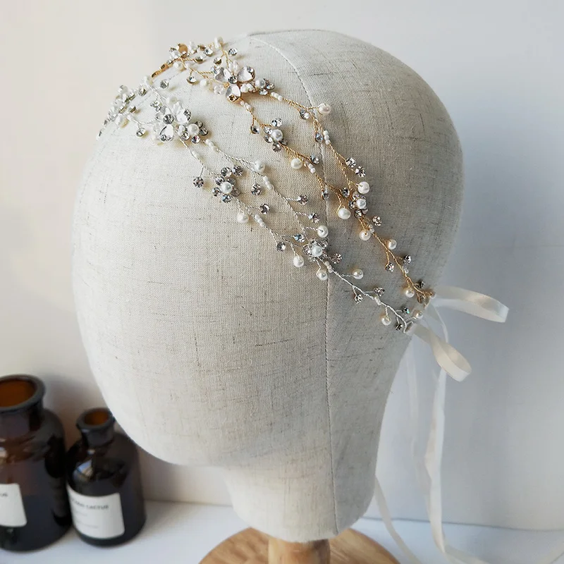Gibsonbridal Handmade Wedding Headpiece Freshwater Pearl And Rhinestone Bride Hair Vine Accessory Women Hairbands | Украшения и