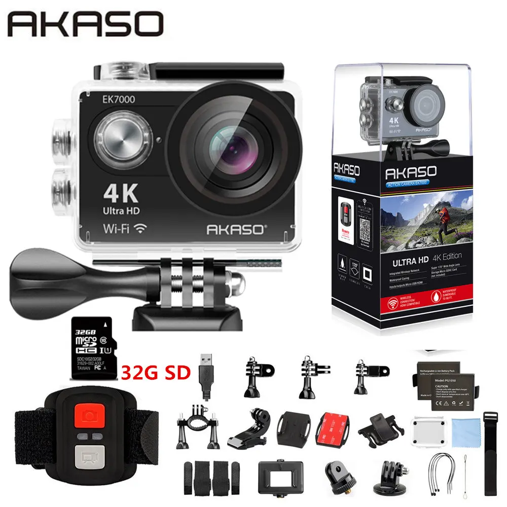 AKASO EK7000 WiFi 4K Action Camera Ultra HD Waterproof DV Camcorder 12MP Cameras Sports Camera 170 Degree Wide Angle Original