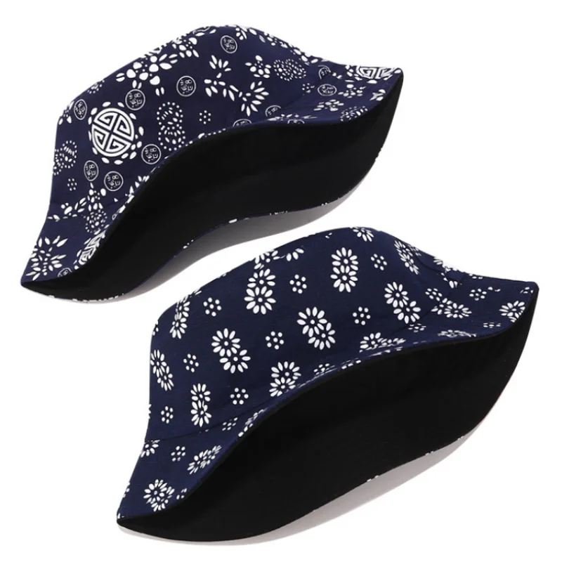 

Small Floral Ethnic Style Blue Bucket Hat Black Wholesale Customization High-quality Fisherman Hat 1 buyer