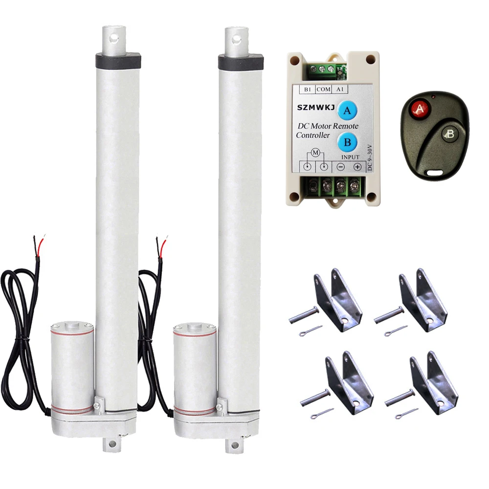 Set of Wireless Control System-2PCS 350mm/14&quot Stroke 12V DC 330lbs Linear Actuators &ampWireless Controller &ampBrackets for TV Lifts |